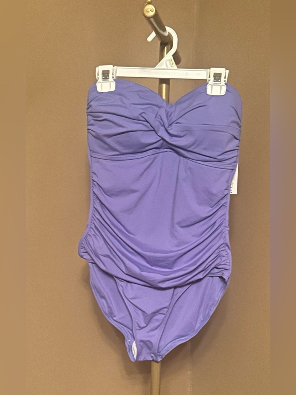 Anne Cole Lilac Twist-Front Ruched One-Piece Swimsuit